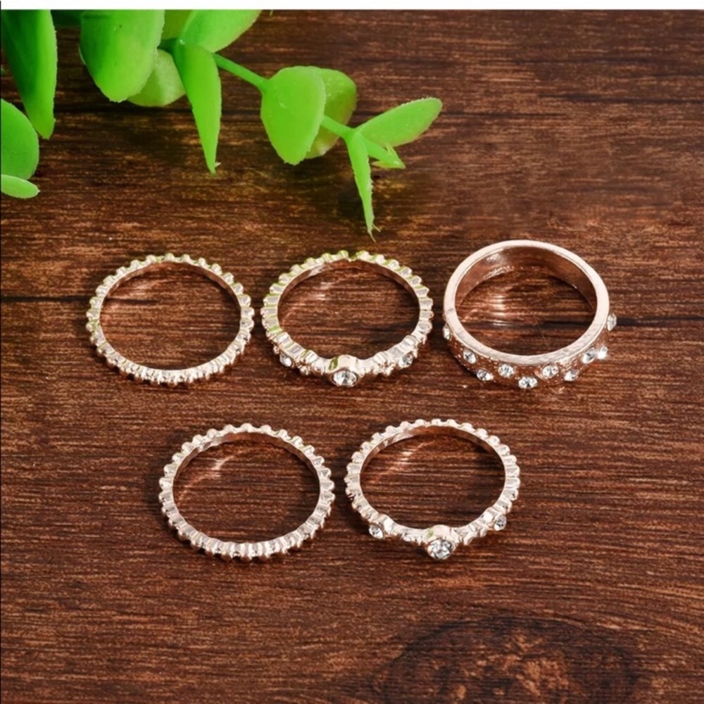 New 5Pcs/Set Rose Gold Ring - Picture 2 of 3